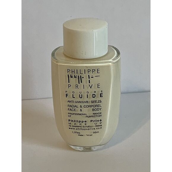 VTG Philippe Prive Foundation Makeup French Face Body Glass Jar Poudre Fluide - Picture 1 of 8